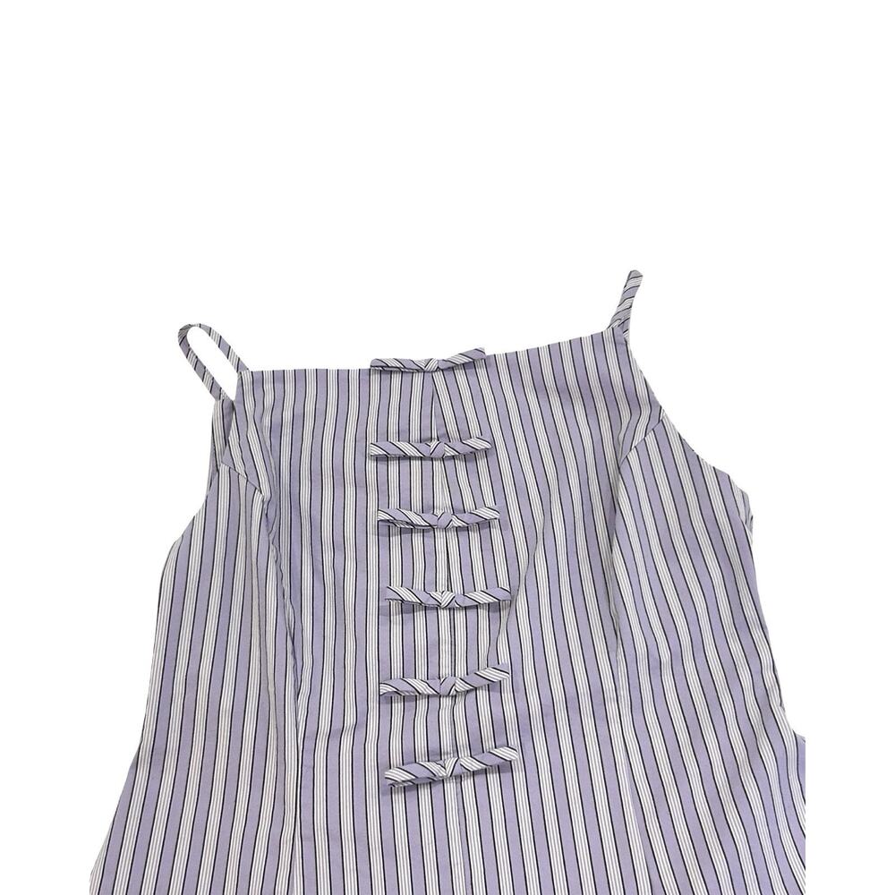 Anthropologie Exquise Freedom Mini Dress High Neck Sz MP Petite Lavender Striped - Picture 3 of 7